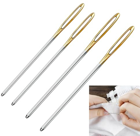 ARWIG, 4 st darningnålar i stål med stort öga, ullnålar för stickning och sömnad, inkluderar trådträdare, tillbehör för stickning och DIY-hantverk