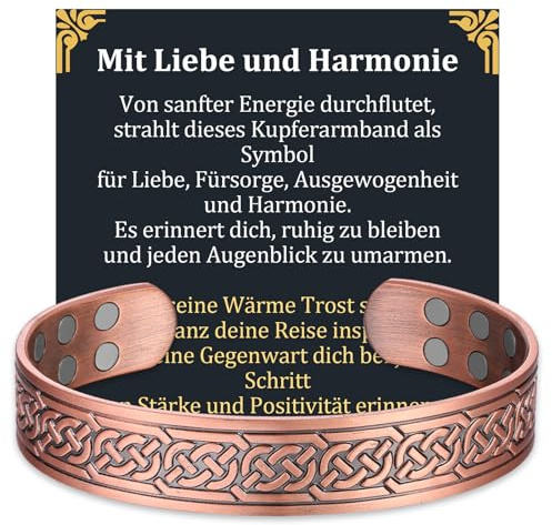 MagEnergy Pulsera magnética para hombre de cobre puro macizo ajustable, Eine Grösse, Cobre, Sin piedras preciosas