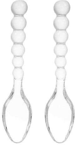 Veemoon Cucharas de Vidrio para Postres y Aperitivos 2 Unidades, Cucharas Mezcladoras para Bebidas y Café, Cucharillas Transparentes Creativas para Fiestas, Cumpleaños y Bodas
