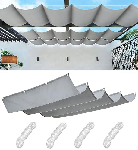 Tenda a Vela Parasole a Onda Retrattile Vela Ombreggiante Impermeabile Tenda a Vela Giardino Protezione UV Tende da Sole con Corda di Nylon e Occhiellato per Esterno Giardino 1x5M Grigio chiaro