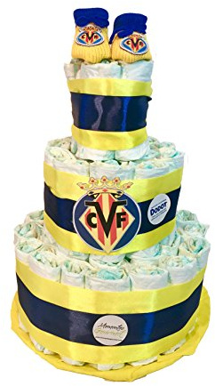 Gâteau à couches Villareal (taille 2 (3-6 kg)) by MomentosGourmet Ajoutez votre dédicace personnalisée. Cadeau pour bébé très pratique. Panier bébé nouveau-né