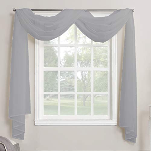Megachest TAILORED VOILE WINDOW SCARF PELMET (silver, 56X197X1 Panel)