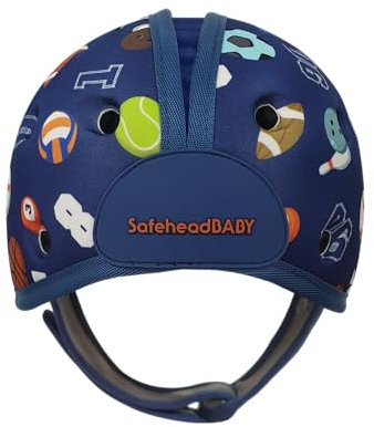 SafeheadBaby Bahyhelm | Kopfschutz für Babys | Weicher Lauflernhelm | Sporty | dunkelblau