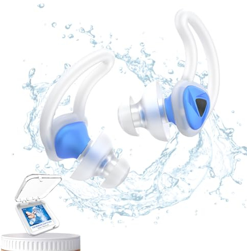 Tapones para los oídos de natación, impermeables y reutilizables para los oídos mejorados, protección de agua para adultos, para nadadores, piscina, ducha, baño, surf, snorkel y otros deportes