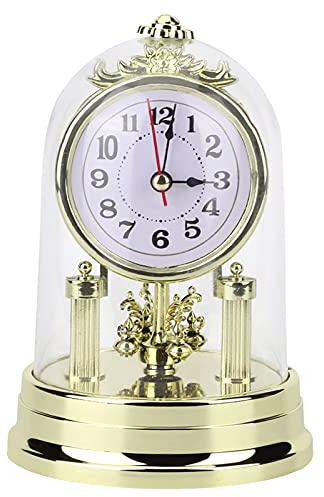 Haofy Table Clock, European Retro Style Living Room Clock Antique Silent Table Clock Home Decor(gold)