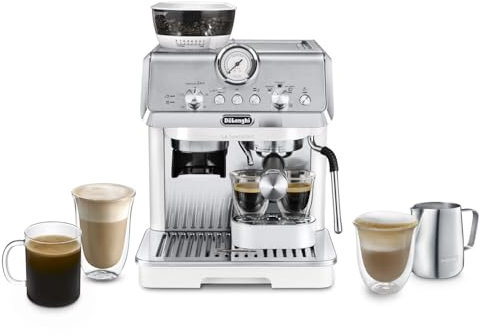 De'Longhi La Specialista Arte EC9155.W, Cafetera Expresso Manual, Tecnología de Molido con Sensor y 8 Ajustes, Control Activo de la Temperatura, Espumador de Leche MyLatte Art, 1550 W, Blanco