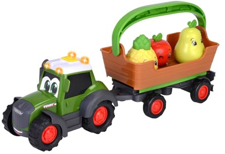 Dickie Toys ABC - Freddy Fruit - Fendt Spielzeugtraktor mit Anhänger und Rasselfrüchten, abnehmbare Box, mit Licht- und Sound, für Kleinkinder und Babys ab 12 Monaten