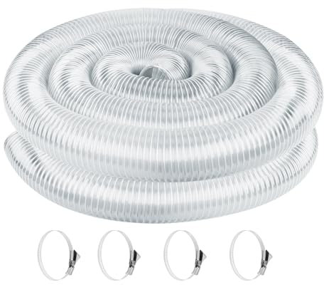 AISIMEE Tung PVC 5 1/2 tum x 10 tum dammuppsamlingsslang, flexibel klar skräp och rök uppsamlingsslang med slangklämmor i rostfritt stål för dammsamlare med 2 1/2 tums portar, perfekt för