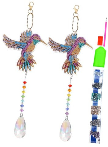 Sosoport 2sätze Kreative Vogelanhänger Diamantmalerei Dekoration Für Garten Fenster Innenräume Hochwertige Resin-designs Für Stilvolle Akzente Im Zuhause Freien