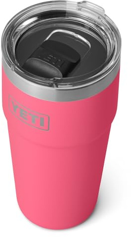 YETI Rambler 20 oz (591 ml) Stackable Cup with Removable Magslider Lid, Stainless Steel Vacuum Insulated Coffee Cup, Tropical Pink