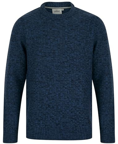 Tokyo Laundry Brendean - Jersey de punto grueso con cuello redondo para hombre, Denim Twist, L
