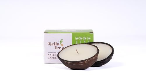 Bella Tree Coconut Bowl Candle- Toasted Coconut and Vanilla Scented- Plastic Free- Set of 2