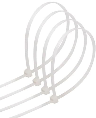 bridas de poliamida 7,2 x 500 mm en paquete de 20 unidades, color blanco, ideales para organizar cables y asegurar objetos en diversos proyectos.