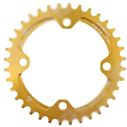 YETGFBH Kettenblatt,Schmale Breite KettenbläTter Kettenblatt 104BCD Rund 32 34 36 38 40 42T 44 46 Zähne Schmal Breit Ultraleicht MTB Mountainbike 104 BCD Kettenblatt(34T,Golden)