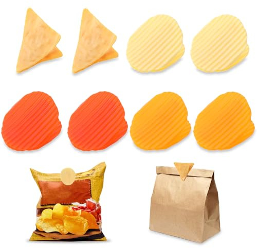 8Pcs Cute Bag Clips for Food Storage Novelty, Funny Sealing Clip Chip Potato Shaped, Food Bag Sealer Clip for Snack Bread Home Kitchen Snack Storage (6round + 2triangular)