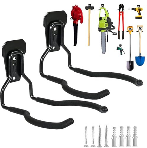 Esshogo Supporto da Parete per Utensili Elettrici, Gancio per attrezzi elettrici da giardino, Supporto per Decespugliatore, Garage Vite Forte Gancio, Gancio da parete per garage, Gancio Per Tosaerba