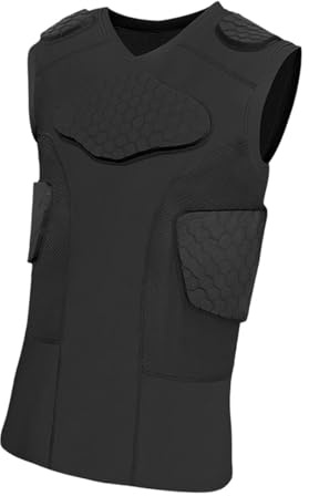 KiBcsLic Corpetto Protettivo per attività Sportive Maglia a Compressione con Protezione Toracica Leggera E Comoda Adatto a Basket Rugby Football Baseball, L