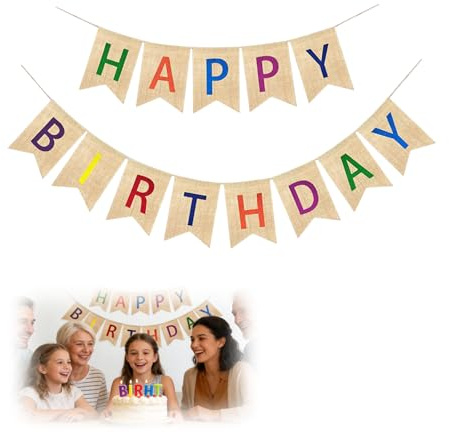 APKOL Guirnalda Cumpleaños Banderines de Fieltro, Decoración Vintage con Banderines Tela, Cadena de Banderines para Fiestas Infantiles y Celebracciones, Kit DIY Colorido para Niños y Niñas