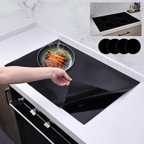 KitchenRaku Scratch & Stain Guard Induction Hob Protector Mat, 61x53cm | for Magnetic Cooktops Only, Heat Resistant to 450℉, Reusable & Versatile Kitchen Mat, Non Slip, Easy Clean Dishwasher Safe