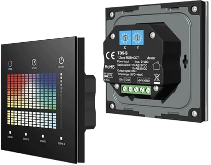 LED Dimmer Controller DT6 DT8 Master Glass Wall Mounted Touch Screen 4 Control Modes Master Touch Button with LED Indicator(RGBW TD4-S(W))