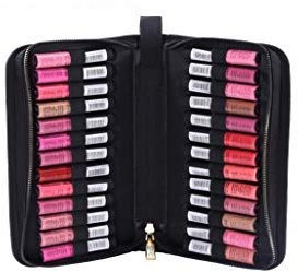 ROWNYEON Lipstick Organiser Case Portable Lipsticks Holder Bag Travel Makeup Bag Cosmetic Case Large Capacity Lipstick Carrying Case Box Makeup Artist Lip Gloss Storage Bag,22 Slots
