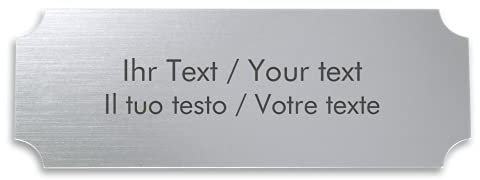 Placa para puerta personalizada en aspecto de acero inoxidable con grabado – Placa acrílica plateada metalizada, 180 x 65 mm, rectangular – Placa de timbre