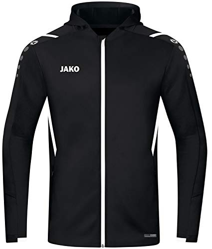 Jako Trainingsjacke Mit Kapuze Challenge träningsjacka med huva herr, Svart, vit, 4XL