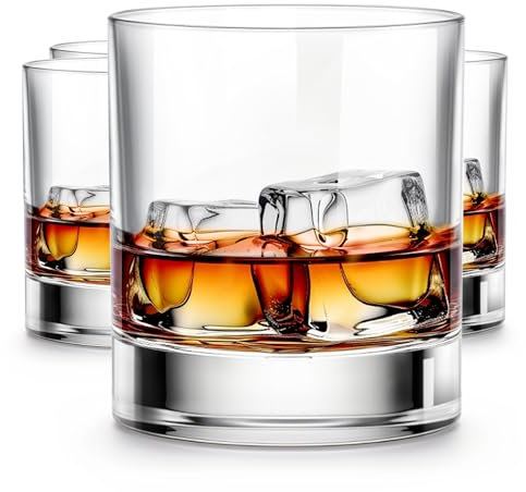 LUXU Vasos escoceses prémium de 325 ml, juego de 4 unidades, perfectos para los amantes del bourbon, el ron y el whisky escocés