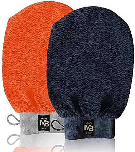 2 x Guanto esfoliante, Guanto di Crin, Guanto Kessa, Hammam, Scrub naturale ed efficace, corpo e viso donna e uomo, pulisce e purifica la pelle ed elimina le cellule morte, con o senza sapone nero