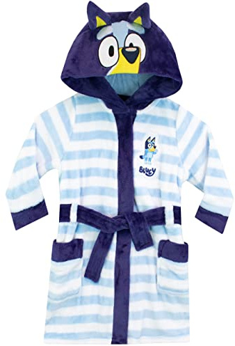 BlueY Robe De Chambre Robe De Chambre Garcon | Peignoir De Bain Garçon Avec Capuche Et Oreilles En 3D | Bleu2-3 ans