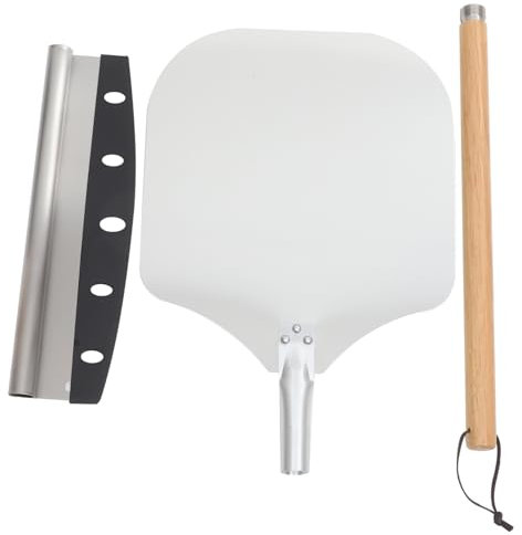 BESTonZON Pizzaschneider Und Pizzaschaufel Satz Holzgriff Abnehmbar 90cm Pizza Transferwerkzeug Für Zuhause Und Pizzerien
