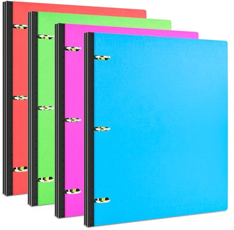 INFUN 1 INCH Telescoping 3 Ring Binder - 4PCS, Portable Plastic Binder with Telescoping Spine ，3 Ring Binders with Foldable Front Cover Holds 8.5 x 11 Paper for School,Office and Homes