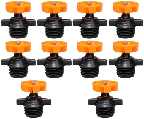 10PCS Micro Sprinkler, 1/2Inch Automatic 360 Degree Sprinkler Heads, Water Sprinkler System Large Coverage for Garden Plants Lawn Watering Lawn Irrigation (Plastic, orange)