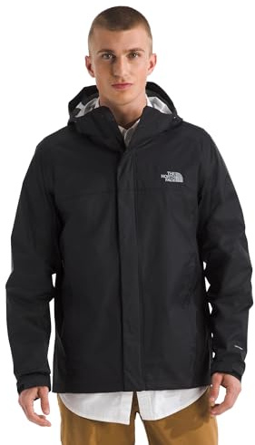 The North Face Men's Venture 2 Jacket - Waterproof & Windproof Hooded Raincoat, Adjustable Hood, Breathable Pit-Zips, TNF Black, Large