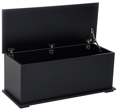 HOMCOM Coffre de Rangement, Banc de Rangement avec Couvercle Rabattable et charnières de sécurité, Banc Chaussures, Meuble d'entrée, Couloir, Chambre, Salon, 100 x 40 x 40 cm, Noir