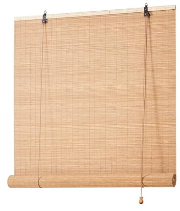 Bambusrollo Jalousien Wetterfest Aussen Retro Bambus Raffrollo Bambus Rollo Jalousine 45-180cm Breit Sonnenschutz Sichtschutz Rollo mit Lifter für Balkon Fenster tür Terrasse Garten(B130xH180cm)
