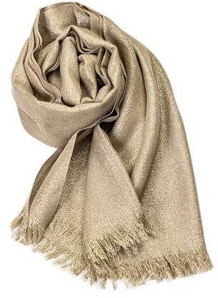 MAPIMANIA - Stola Elegante Donna Oro Scuro-Oro per Cerimonia e Matrimonio – Scialle Estivo in Seta 195x90 cm, Coprispalle per Abito da Sera