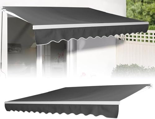 LZQ Klemm Markisen Balkon Sonnen Gelenkarmmarkise Handkurbel,Sonnenschutz Wasserdicht Staubdicht Höhenverstellbar Dunkelgrau(Dunkelgrau,4 * 3M)