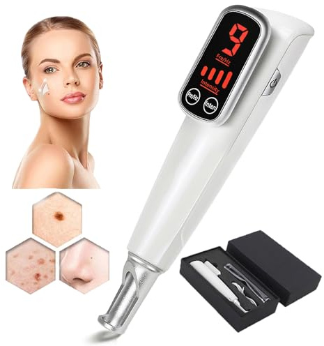 Stylo Laser Picoseconde Professionnel, LumièRe Rouge Bleue, Stylo Pour Détatouage,Taches De Rousseur,Taches Brunes,Mélanine, 9 Niveaux De FréQuence + 4 Niveaux D'Intensité, écran Tactile,Red