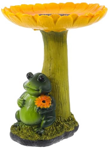 Abaodam Vogelbad Gartenfigur Resin Design Dekorativer Futterteller für Outdoor Bereich für Wildvögel und Garten Dekoration