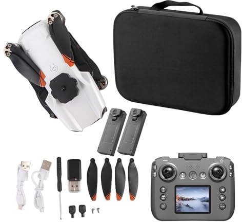 Dilwe Doppia Fotocamera RC Drone con App, Display Ad Alta Definizione Telecomando Localizzazione Ottica, Evitamento degli Ostacoli, Motore Senza Spazzole per (Batteria a doppia)