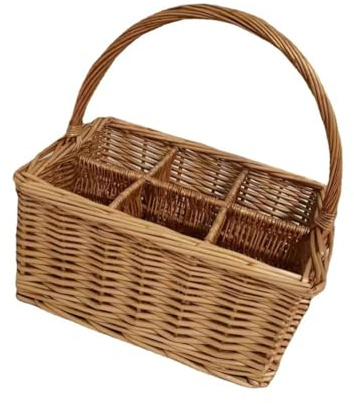 ZYHARUKO Durabilité Panier de pique-nique en osier style rétro traditionnel pour pique-niques dans le jardin Rassemblements Panier à bouteilles en osier avec poignée