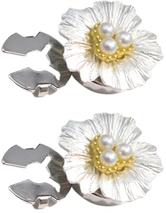 Cierres de botones para blusas de mujer, juego de 2 de botones para ropa, decorativos en forma de flor, decorados con perlas, para mujer, hombre, vestidos, blusas, camisas