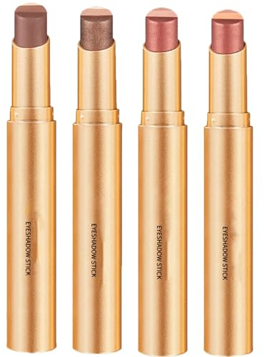 Ombretto Stick 3 Colori in 1 Confezione da 2/4, Ombretto Cremoso Glitterato a Lunga Durata e Impermeabile, Sfumato Brillante Matita Eyeliner Illuminante per Trucco Occhi Donna (4Pcs)