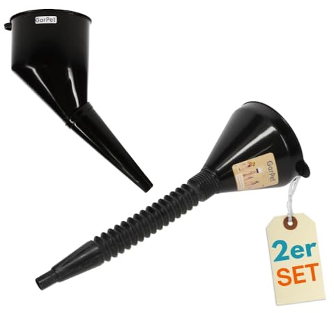2er Set Trichter mit Schlauch und Trichter abgewinkelt Einfülltrichter mit Sieb Auto für AdBlue Kunststoff Öltrichter Öl Benzin Einfüllhilfe Öleinfülltrichter