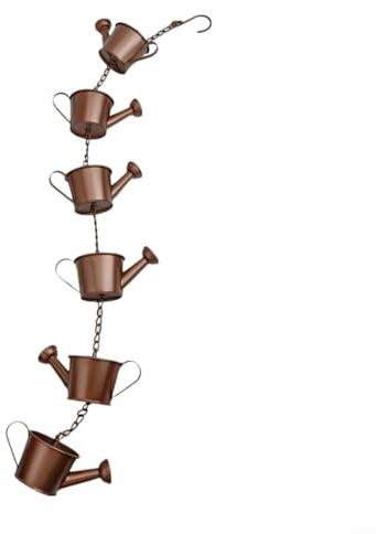 EfforPrac Decorative Watering Can Rain Chain, Metal Garden Hanging Chimes, Rain Catcher for Downspout(Kettle)