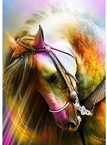 WOWDECOR 5D Diamond Painting Diamant Malerei Painting Bilder, Schönes Weiß Pferd Tiere Full Set Groß DIY Diamant Gemälde Malen Nach Zahlen