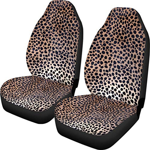 POLERO Auto Satteldecke Leopard Muster Bezüge Elastisch Langlebig Autositzbezüge für Damen Herren 2er Set