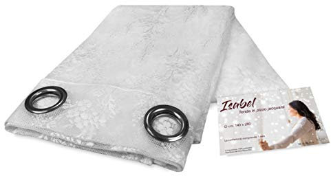 Tex family Tenda tendaggio Isabel Bianco cm. 140X280 CONFEZIONATA in Pizzo Jacquard