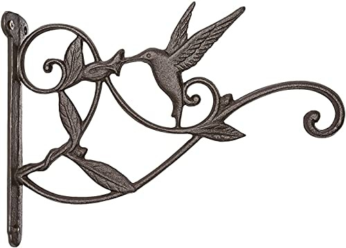 Mkono Hanging Plant Bracket Hook Iron Decorative Plant Hanger for Flower Basket Bird Feeder Wind Chime Lanterns, 2 Pack